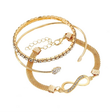 Load image into Gallery viewer, Elegant Rhinestone Heart & Infinity Bracelet Set for Women - 3 Pieces