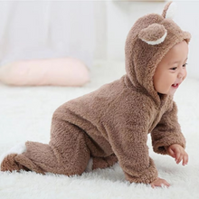 Load image into Gallery viewer, Cozy Fleece Newborn Baby Animal-Themed Winter Romper