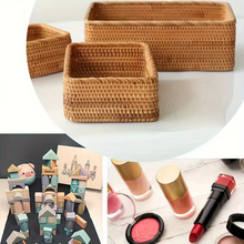 Load image into Gallery viewer, Natural Rattan Storage Basket Light Brown Home Organizer for Bathroom Kitchen and Living Room