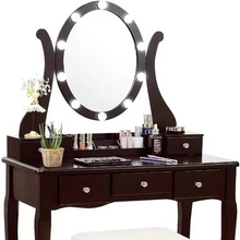 Load image into Gallery viewer, Lighted Makeup Vanity Table with Adjustable LED Mirror and Five Storage Drawers