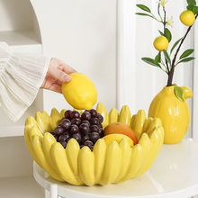 Load image into Gallery viewer, Banana Shaped Ceramic Fruit Bowl and Serving Dish for Snacks and Salads