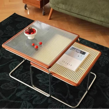 Load image into Gallery viewer, Retro Rattan Coffee Table with Glass Top for Living Room