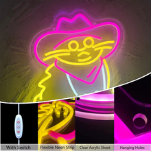 Load image into Gallery viewer, USB-Enabled Cat Cowboy Neon Light - Perfect for Bedrooms, Game Rooms, and Parties