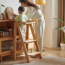 Load image into Gallery viewer, Modern Design Foldable Step Stool Kids Wooden Kitchen Tower - Safe and Versatile Helper for Kids