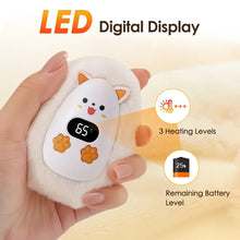 Load image into Gallery viewer, Rechargeable Hand Warmer with Cat Plush Cover and Digital Display, 1200 mAh