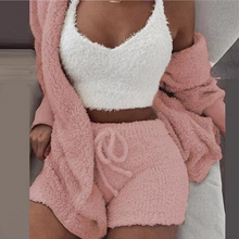 Load image into Gallery viewer, Women's Cozy Winter Pajama Set with Long Sleeve Crop Top and Pants