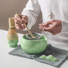 Load image into Gallery viewer, Ceramic Matcha Bowl with Pouring Spout and Whisk Holder Matcha Making Kit for Tea Lovers
