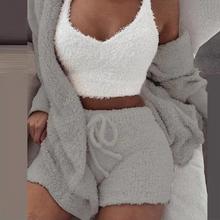 Load image into Gallery viewer, Women's Cozy Winter Pajama Set with Long Sleeve Crop Top and Pants