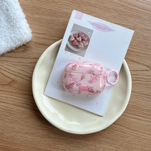 Load image into Gallery viewer, Exquisite Pink Rose Floral Bowknot Glossy Earphone Case with Ring