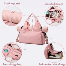 Load image into Gallery viewer, Women’s Waterproof Sport and Travel Duffel Bag with Shoe Compartment