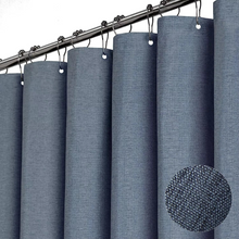 Load image into Gallery viewer, Luxury Linen Shower Curtain with Silver Hooks, Waterproof Thick Fabric Bath Curtain for Large Bathtubs