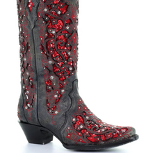 Load image into Gallery viewer, Sequined Retro Pointed Toe Embroidered Long Boots with Color-Block Thick Heel