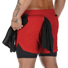 Load image into Gallery viewer, Men's Double Layer Training Shorts with Hidden Pocket