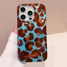 Load image into Gallery viewer, Vortex Pattern Color Block Phone Case with Pink and Green Leopard Design