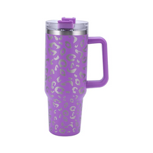 Load image into Gallery viewer, Leopard Print Insulated Tumbler with Handle and Straw 40oz Stainless Steel