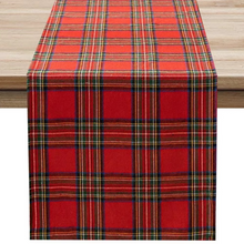 Load image into Gallery viewer, Christmas Plaid Table Runner Red and White Check Tablecloth for Holiday Dining and Home Décor