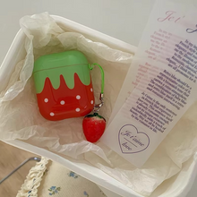 Load image into Gallery viewer, 3D Strawberry Silicone AirPods Case with Soft Cover and Charm Pendant
