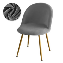 Load image into Gallery viewer, Elastic Velvet Chair Covers - Stretch Low Back Slipcovers for Dining and Makeup Chairs