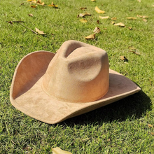 Load image into Gallery viewer, Classic Suede Western Cowboy Fedora Hat with 3.7 Inch Brim for Men and Women