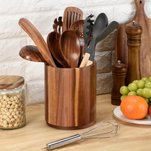 Load image into Gallery viewer, Extra Large Acacia Wood Utensil Holder with 360 Degree Rotating Base