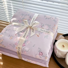 Load image into Gallery viewer, Floral Knit Cotton Bedding Set with Duvet Cover and Flat Sheet
