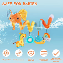 Load image into Gallery viewer, Elephant Spiral Sensory Activity Toy for Car Seat, Stroller, and Crib