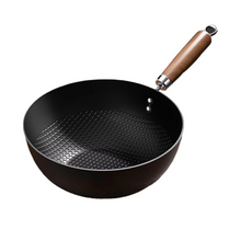 Load image into Gallery viewer, Traditional Flat Bottom Non Stick Iron Work Wok Fry Pan for Everyday Cooking