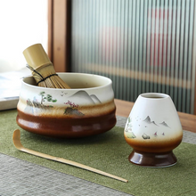 Load image into Gallery viewer, Traditional Matcha Tea Preparation Set, 4 Piece Bamboo Whisk and Bowl Kit