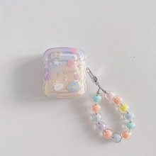 Load image into Gallery viewer, Luxury Gradient Star Earphone Case with Rabbit Flower Bead Chain for AirPods