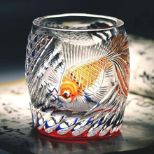 Load image into Gallery viewer, Hand Carved Crystal Goldfish Whiskey and Wine Glass