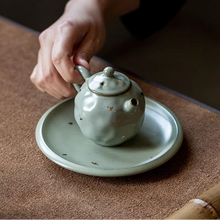 Load image into Gallery viewer, Handmade Ru Kiln Gold-Accent Ceramic Teapot With Built-In Infuser