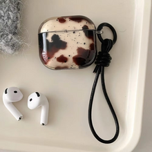 Load image into Gallery viewer, Black Agate Pattern AirPods Protective Case with Leather Keyring