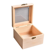 Load image into Gallery viewer, Wooden Hinged Square Storage Box – Desktop Organizer and Jewelry Container