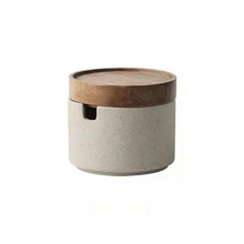 Load image into Gallery viewer, Retro Ceramic Seasoning Jar with Wooden Lid for Salt, Sugar, and Spices