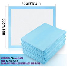 Load image into Gallery viewer, 30-Pack Super Absorbent Disposable Urine Pads for Pets and Elderly Care, 13 x 18 Inches