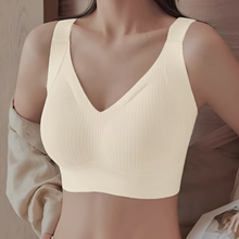 Load image into Gallery viewer, Seamless V-Neck Push-Up Bra with Adjustable Wide Straps