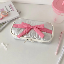 Load image into Gallery viewer, Minimalist Korean Fabric Pencil Case with Bowknot Design
