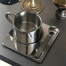 Load image into Gallery viewer, Minimalist Nordic 3 Piece Stainless Steel Mug Set with Saucer and Spoon