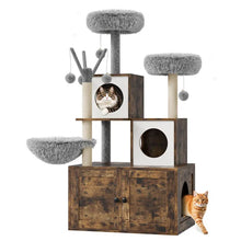 Load image into Gallery viewer, Cat Tree with Integrated Litter Box for Indoor Cats