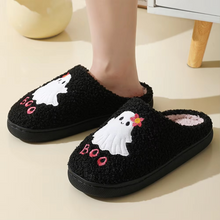 Load image into Gallery viewer, Cozy Halloween Ghost Plush Slippers – Soft Thermal Furry Indoor Slippers with Anti-Slip Sole for Adults