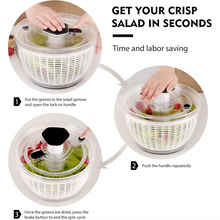 Load image into Gallery viewer, 6.3 QT One-Handed Salad Spinner with Easy Press Drying System