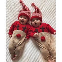Load image into Gallery viewer, Christmas Reindeer Baby Bodysuit and Hat Set