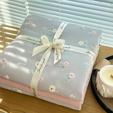Load image into Gallery viewer, Floral Knit Cotton Bedding Set with Duvet Cover and Flat Sheet