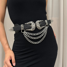 Load image into Gallery viewer, Luxury Stretch Chain Belt for Women with Gold and Silver Tassel Detail