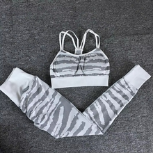 Load image into Gallery viewer, Women’s Tiger Pad Yoga and Fitness Set with High Waist Leggings and Supportive Sports Bra