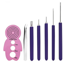Load image into Gallery viewer, Quilling Paper Tool Set with Slotted Pen, Tweezers, Needle Pins, and Craft Accessories – 7, 6, or 12 Piece Kit