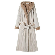 Load image into Gallery viewer, Fleece Hooded Long Bathrobe for Winter Warmth