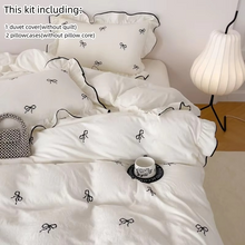 Load image into Gallery viewer, Elegant 3 Piece Bow Embroidery Ruffled Bedding Set for Bedroom or Guest Room
