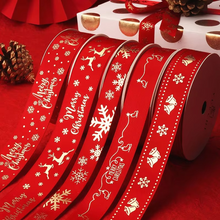 Load image into Gallery viewer, Christmas Printed Polyester Ribbon for Handmade Decoration and Gift Wrapping, 15ft x 1in