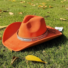 Load image into Gallery viewer, Classic Suede Western Cowboy Fedora Hat with 3.7 Inch Brim for Men and Women